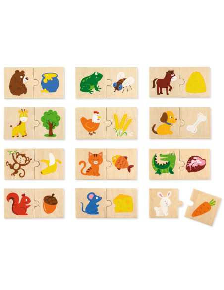 VIGA Wooden Puzzle Feed the Animal What Animals Eat Puzzle