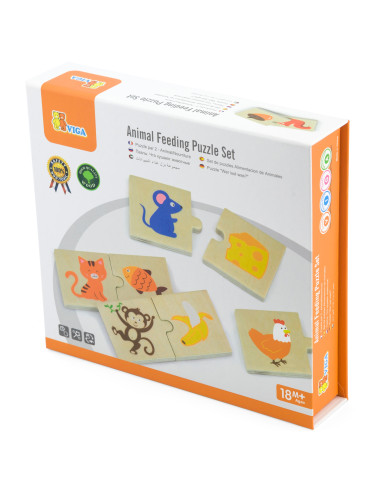 VIGA Wooden Puzzle Feed the Animal What Animals Eat Puzzle