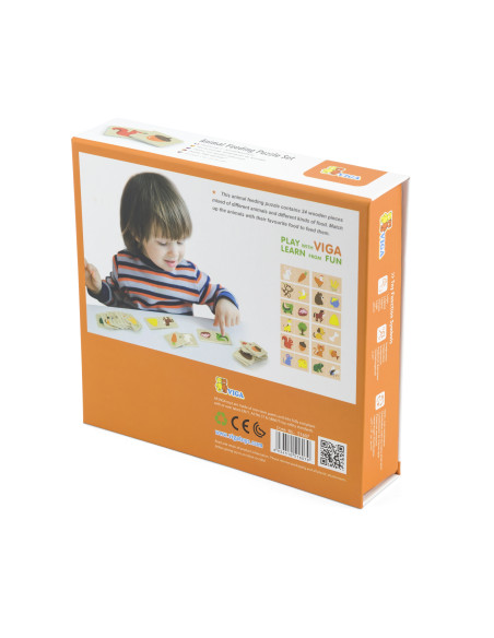 VIGA Wooden Puzzle Feed the Animal What Animals Eat Puzzle