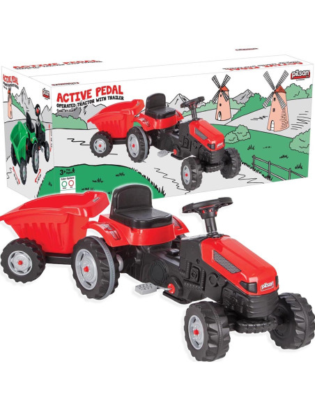 Pilsan Traktor na Pedały z Przyczepką Czerwony 07316