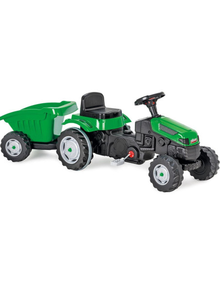 Pilsan Traktor na Pedały z Przyczepką Jeździk z Kierownicą Zielony 07316
