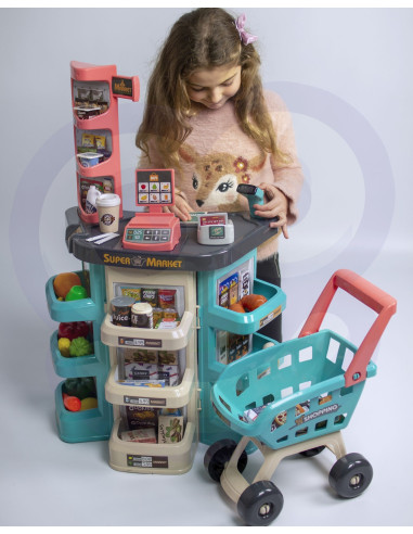 WOOPIE Supermarket Store and Trolley Shopping Cart Checkout Scale Scanner 47 acc