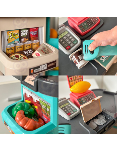 WOOPIE Supermarket Store and Trolley Shopping Cart Checkout Scale Scanner 47 acc