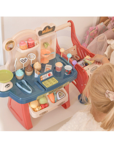 WOOPIE Shop Supermarket Shopping Cart Ice Cream Sweets + 40 Accs.