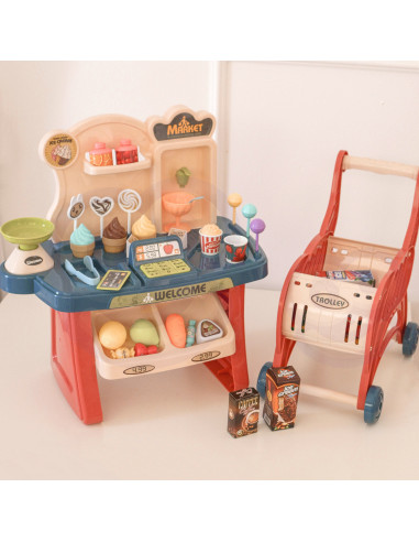 WOOPIE Shop Supermarket Shopping Cart Ice Cream Sweets + 40 Accs.