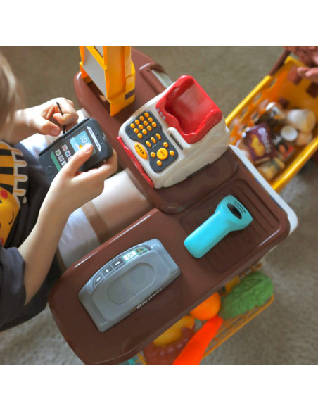 WOOPIE Supermarket Store with Trolley Scale Cash Register Scanner + 48 Accs.