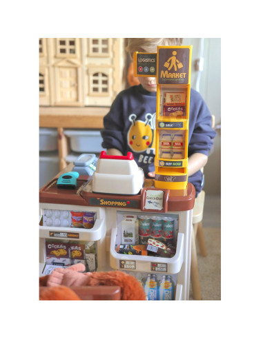 WOOPIE Supermarket Store with Trolley Scale Cash Register Scanner + 48 Accs.