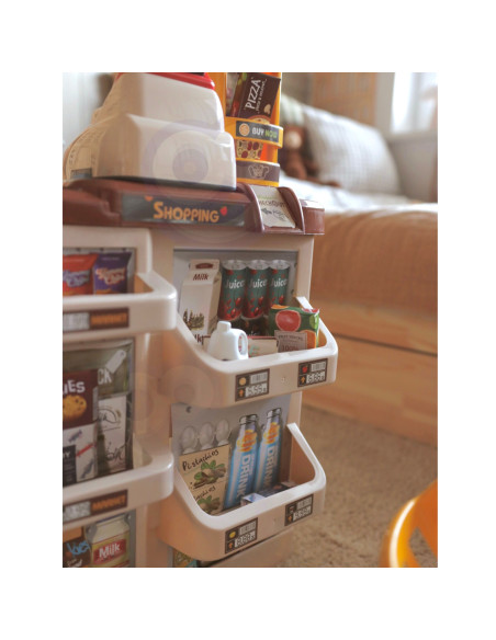 WOOPIE Supermarket Store with Trolley Scale Cash Register Scanner + 48 Accs.