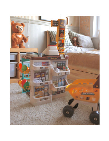 WOOPIE Supermarket Store with Trolley Scale Cash Register Scanner + 48 Accs.