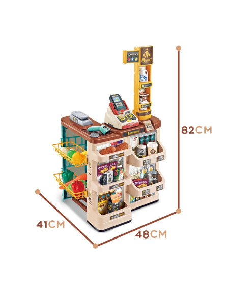 WOOPIE Supermarket Store with Trolley Scale Cash Register Scanner + 48 Accs.