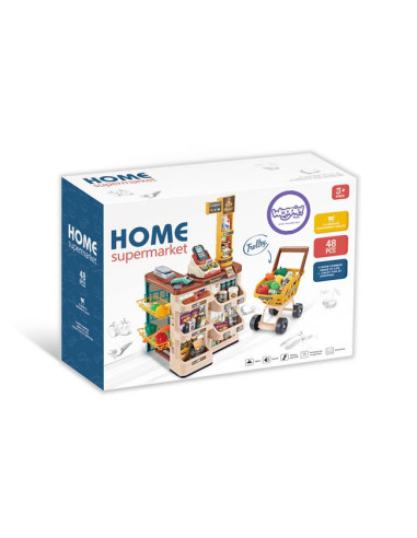 WOOPIE Supermarket Store with Trolley Scale Cash Register Scanner + 48 Accs.