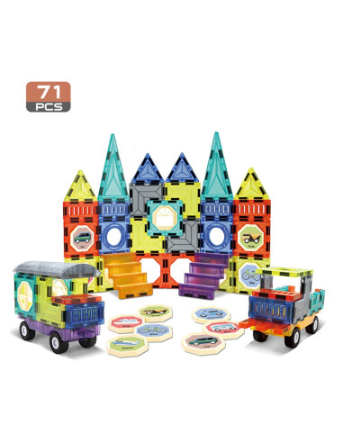 WOOPIE Magnetic Blocks 3D Set Castle Vehicles 71pcs.