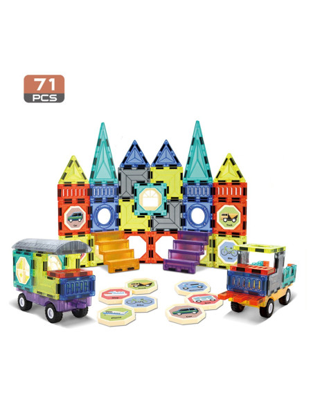 WOOPIE Magnetic Blocks 3D Set Castle Vehicles 71pcs.