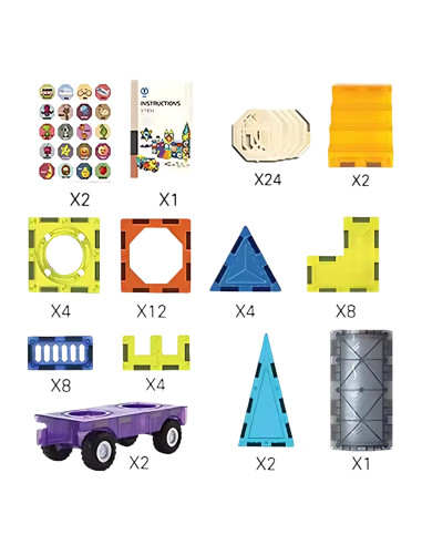 WOOPIE Magnetic Blocks 3D Set Castle Vehicles 71pcs.