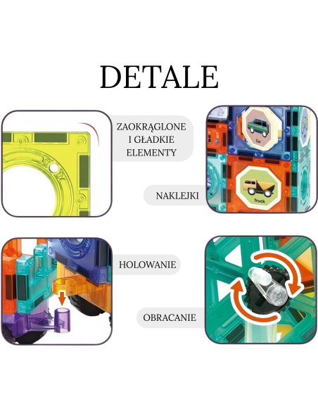 WOOPIE magnetinių kaladėlių 3D rinkinys pilies transporto priemonės 71 vnt.