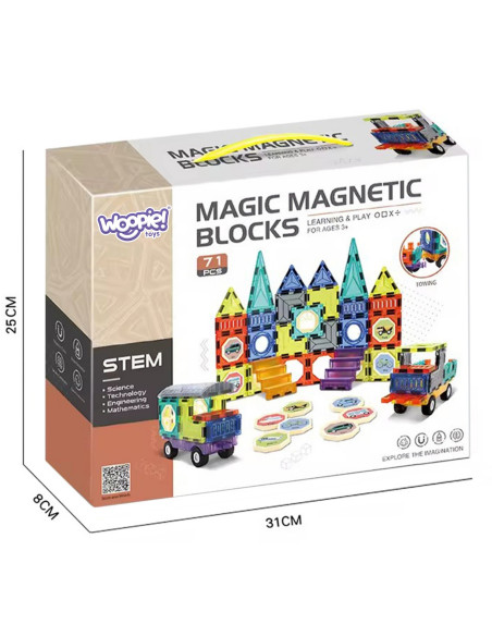 WOOPIE Magnetic Blocks 3D Set Castle Vehicles 71pcs.
