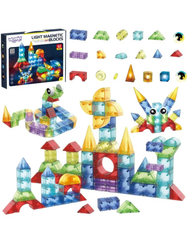 WOOPIE Magnetic Construction Blocks 3D Cubes Educational Set 63 pcs.