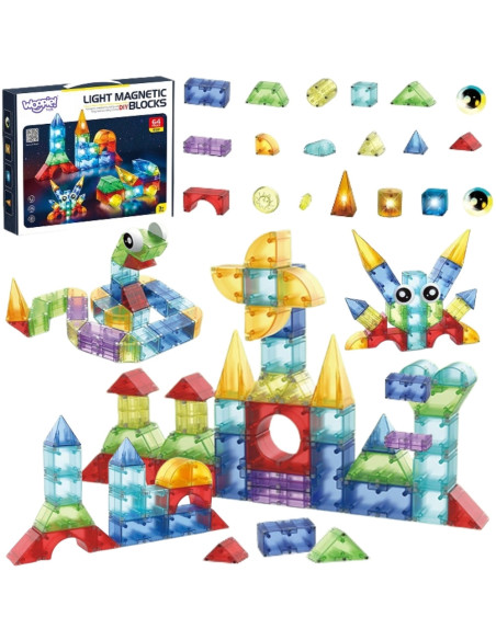 WOOPIE magnetinių konstruktorių 3D kubelių edukacinis rinkinys, 63 vnt.