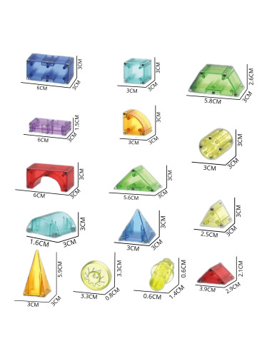 WOOPIE Magnetic Construction Blocks 3D Cubes Educational Set 63 pcs.