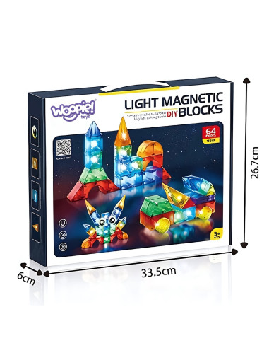 WOOPIE magnetinių konstruktorių 3D kubelių edukacinis rinkinys, 63 vnt.