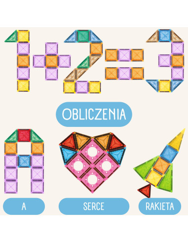 Конструктор WOOPI Magnetic Construction Blocks 3D, развивающий набор, замок, транспортные средства, 110 деталей.