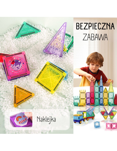 Конструктор WOOPI Magnetic Construction Blocks 3D, развивающий набор, замок, транспортные средства, 110 деталей.