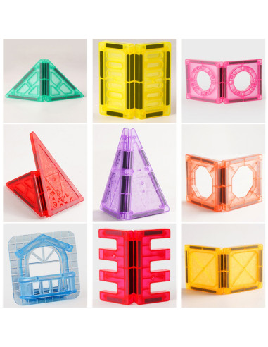 WOOPIE magnetiniai konstruktoriai 3D edukacinis rinkinys pilies transporto priemonės 110 vnt.