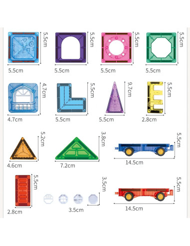 WOOPIE Magnetic Construction Blocks 3D Educational Set Castle Vehicles 110 pcs.