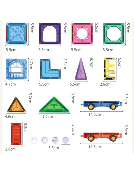 Конструктор WOOPI Magnetic Construction Blocks 3D, развивающий набор, замок, транспортные средства, 110 деталей.
