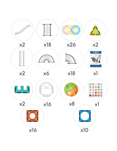 WOOPIE magnetiniai konstruktoriai 3D edukacinis rinkinys kamuoliukų bėgimui, 126 vnt.