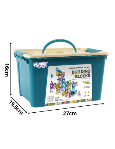 Конструктор WOOPI Magnetic Construction Blocks 3D, обучающий набор с шариковой дорожкой, 126 деталей.