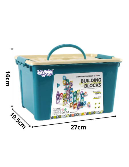 Конструктор WOOPI Magnetic Construction Blocks 3D, обучающий набор с шариковой дорожкой, 126 деталей.