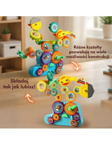 Интерактивный конструктор WOOPI "Шестерёнки", 18 деталей.