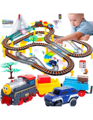 WOOPIE Electric Train 2in1 Race Track Train Viaduct Car XXL 192 pcs.