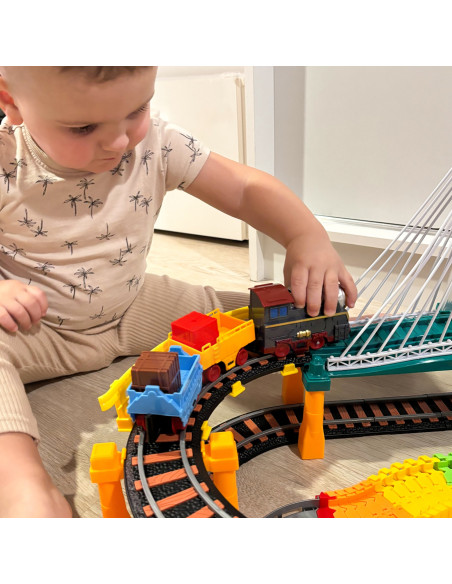 WOOPIE elektrinis traukinys 2in1 lenktynių trasa traukinio viadukas vagonas XXL 192 vnt.