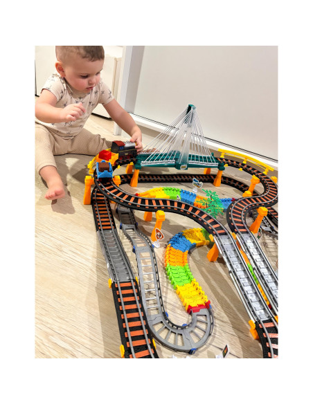 WOOPIE Electric Train 2in1 Race Track Train Viaduct Car XXL 192 pcs.