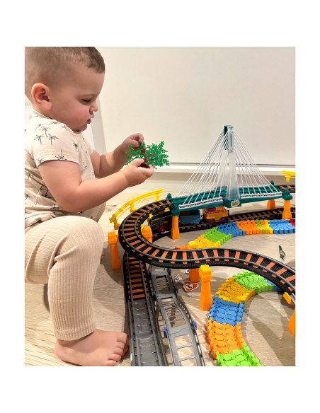 WOOPIE Electric Train 2in1 Race Track Train Viaduct Car XXL 192 pcs.