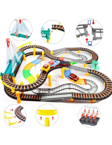 WOOPIE Electric Train 2in1 Race Track Train Viaduct Car XXL 192 pcs.