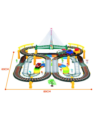 WOOPIE Electric Train 2in1 Race Track Train Viaduct Car XXL 192 pcs.