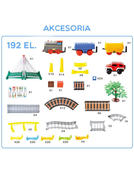 WOOPIE Electric Train 2in1 Race Track Train Viaduct Car XXL 192 pcs.