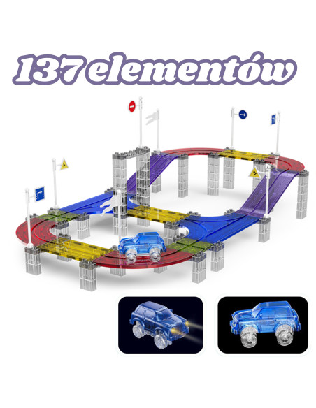 WOOPIE Magnetic Car Race Track + 137 El. Car
