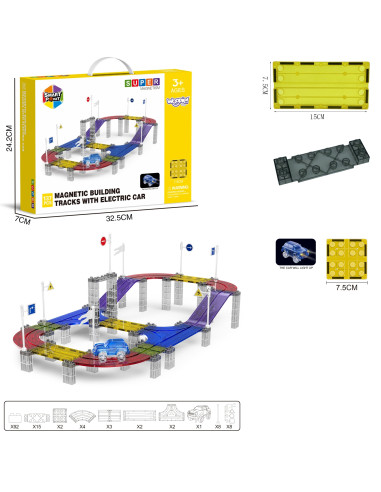 WOOPIE Magnetic Car Race Track + 137 El. Car