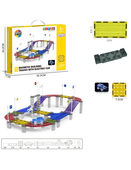 WOOPIE Magnetic Car Race Track + 137 El. Car