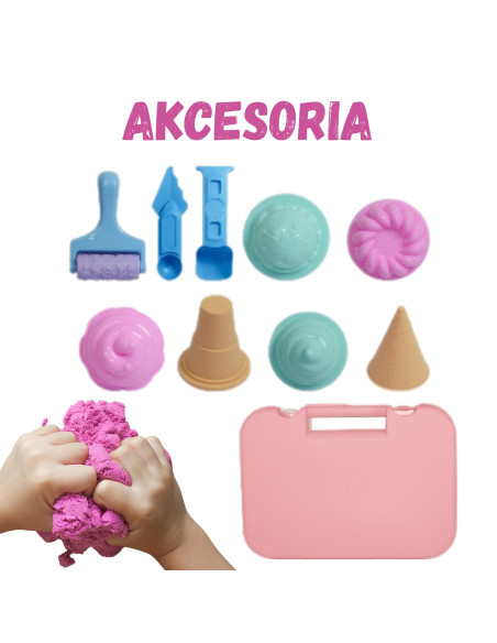 WOOPIE kinetinio smėlio rinkinys ledams lagamine 1 kg + priedai