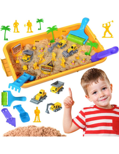 WOOPIE Kinetic Sand Construction Site Set in a Suitcase Vehicles 1kg