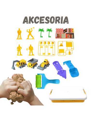 WOOPIE Kinetic Sand Construction Site Set in a Suitcase Vehicles 1kg