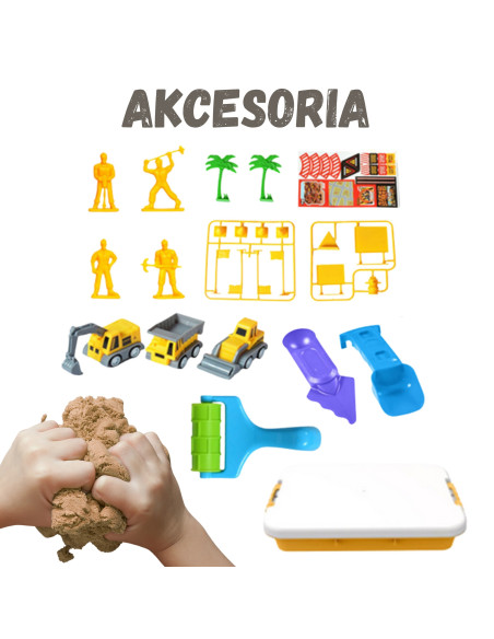 WOOPIE Kinetic Sand Construction Site Set in a Suitcase Vehicles 1kg