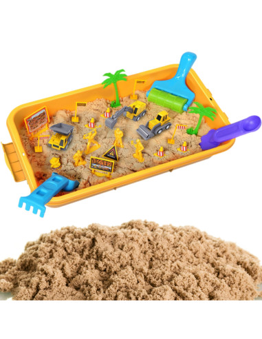 WOOPIE Kinetic Sand Construction Site Set in a Suitcase Vehicles 1kg