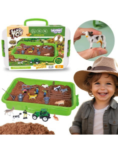 WOOPIE Kinetic Sand Set Farm in a Suitcase Tractor Animals 1500g