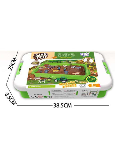 WOOPIE kinetinio smėlio rinkinys Ūkis lagamine Traktorius Gyvūnai 1500g